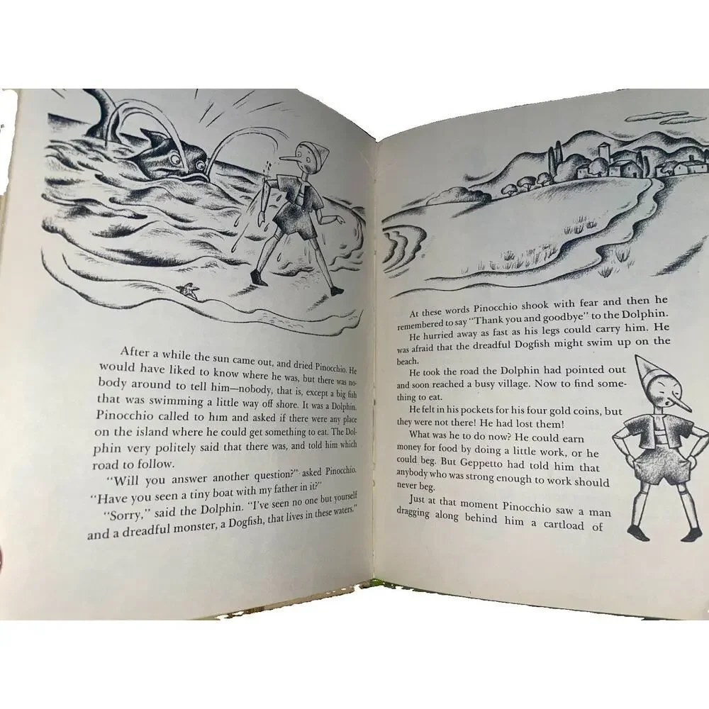 Vintage Dandelion Library Book 2 in 1 Pinocchio & Adventures of Robin Hood 1946